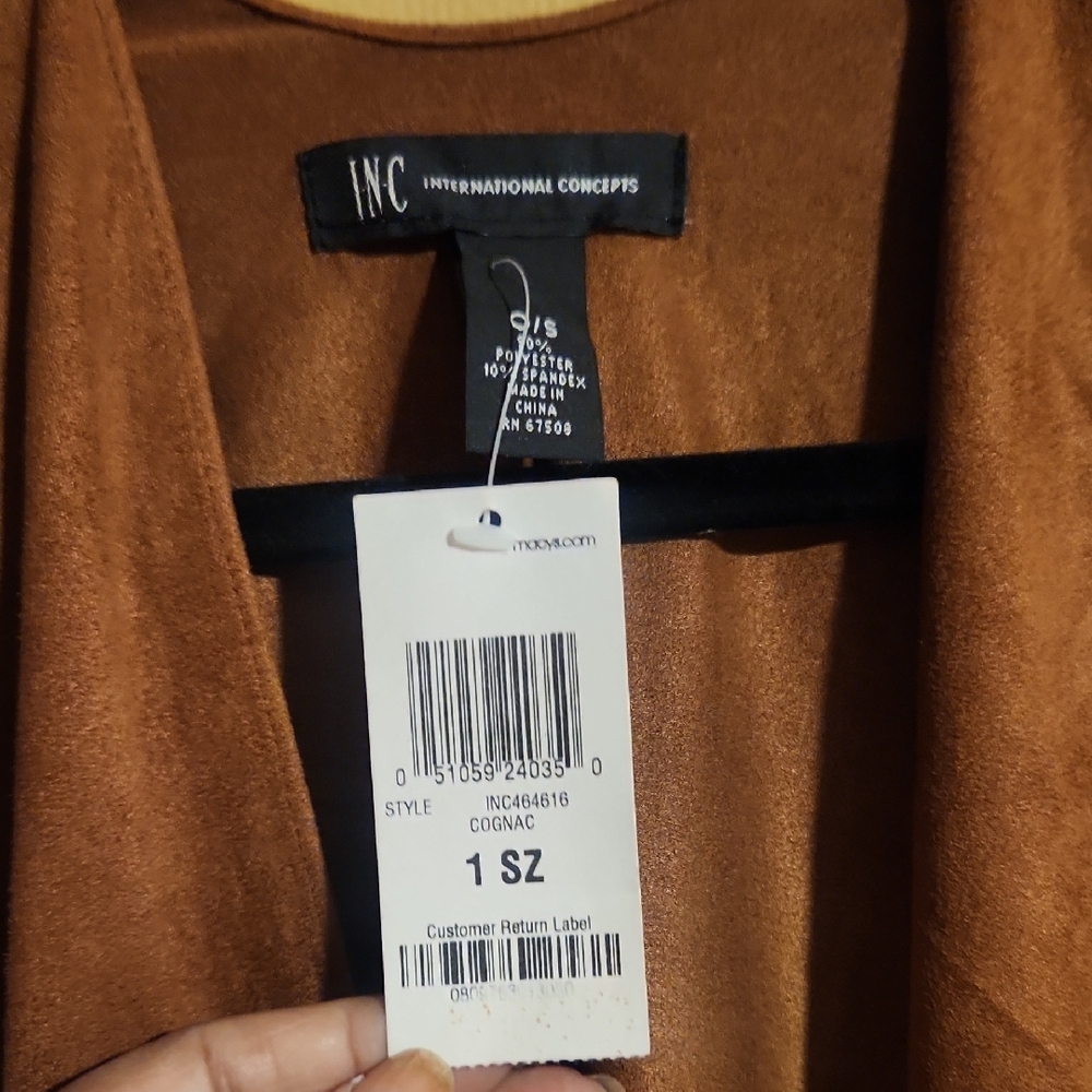 INC International Concepts Brown Cape with Fringe - Picture 2 of 7